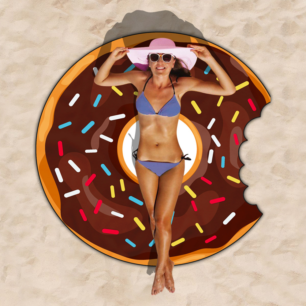 Donut Beach Mat Shaped Swimming Towels Beach Towel Irregular Towel Material Doughnut Mat Bath Towel Bath Robe Travel Towel Camp_voghion.com
