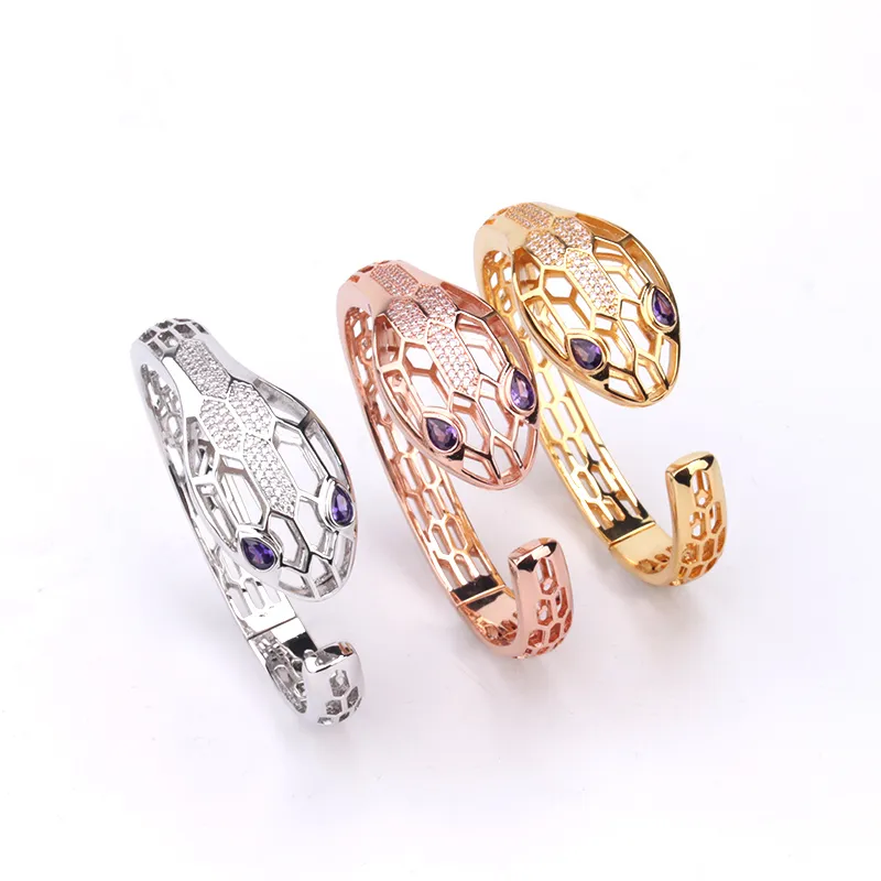 Bracciale rigido aperto a serpente oro gioiello donna uomo_voghion.com