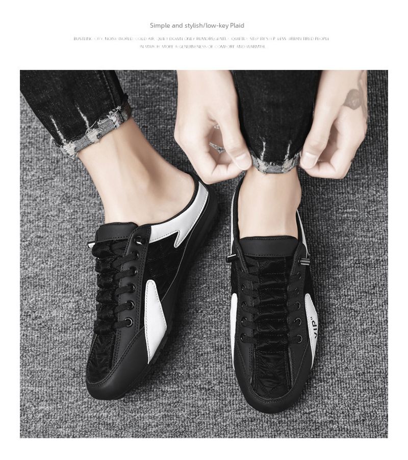 Desodorante para hombre Baotou Drag Primavera 2024, nuevo atuendo, pantuflas sin cordones y para conducir, zapatos casuales sin tacón_voghion.com