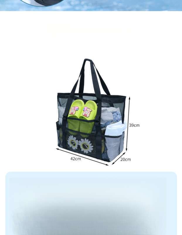 Mesh-Handorganizer, große Kapazität, Bade- und Doppelschulter-Mesh-Schwimm-/Strandtasche, tragbar für Reisen und Körperpflege_voghion.com