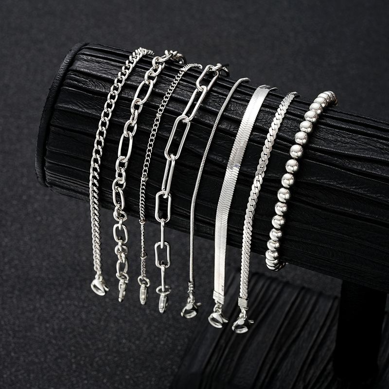 hot New Chain 8 Piece Set Fashion Round Bead Snake Bone Bracelet_voghion.com