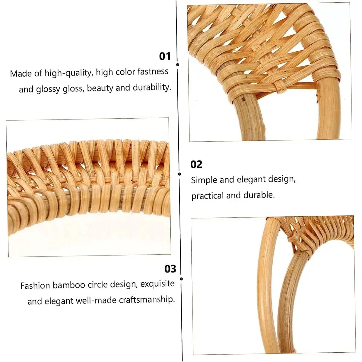 Borsa a mano in rattan intrecciato con manici di ricambio per tracolla per borsa fai da te, accessori per borse in bambù retrò 240731_voghion.com