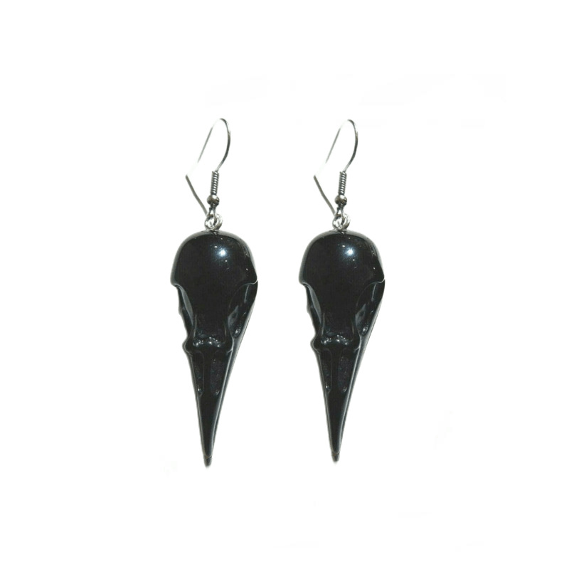 Orecchini leggeri orecchini a forma di testa di uccello orecchini a forma di testa di corvo in acrilico nero ganci per le orecchie gotici mistici_voghion.com