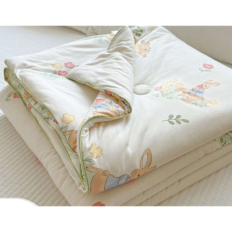 Couverture d'été en coton tricoté pour enfants, motif dessin animé, douce, épaisse et chaude, en fibre de haricots, pour le printemps, l'automne et l'hiver_voghion.com