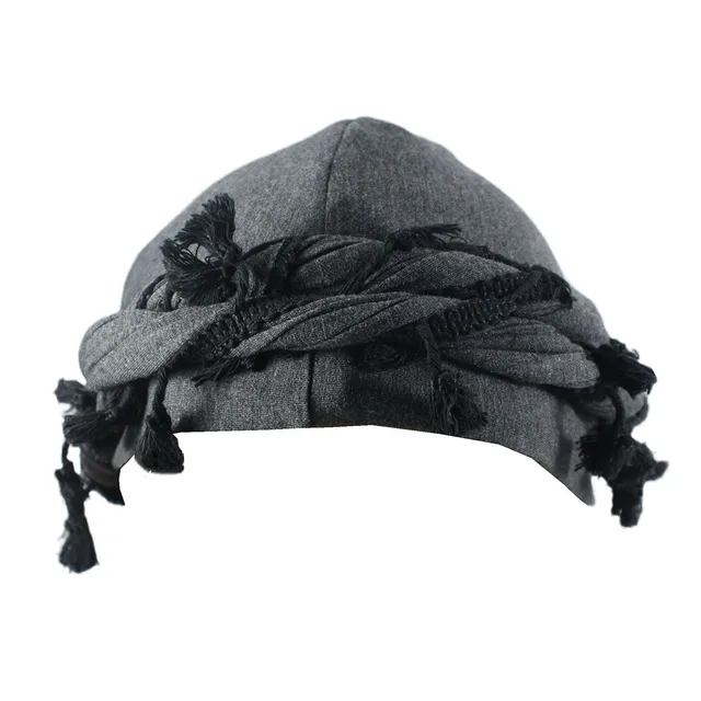 Gorąca sprzedaż 2024 Mężczyźni Punk Burr Trim Twisted Tail Fringe Cotton Bandana Hop Turban Hats Head Wrap Beanie Cap Solid Color Docker Hat_voghion.com