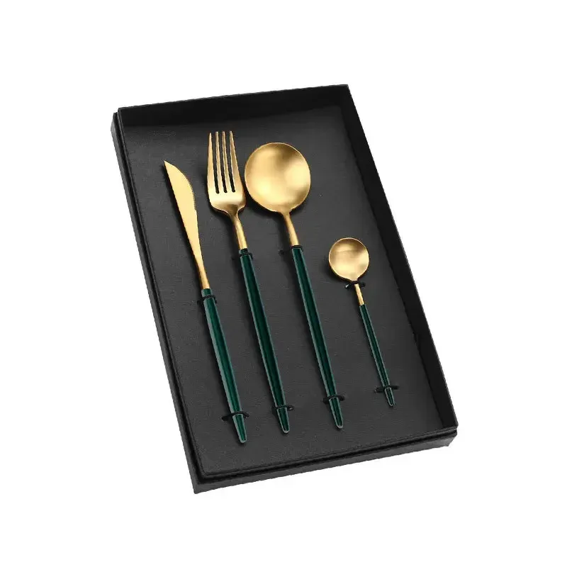 Vajilla dorada, vajilla de acero inoxidable con espejo, cubiertos de cocina, cuchillos, tenedores y cucharas, cubiertos para bodas y restaurantes._voghion.com