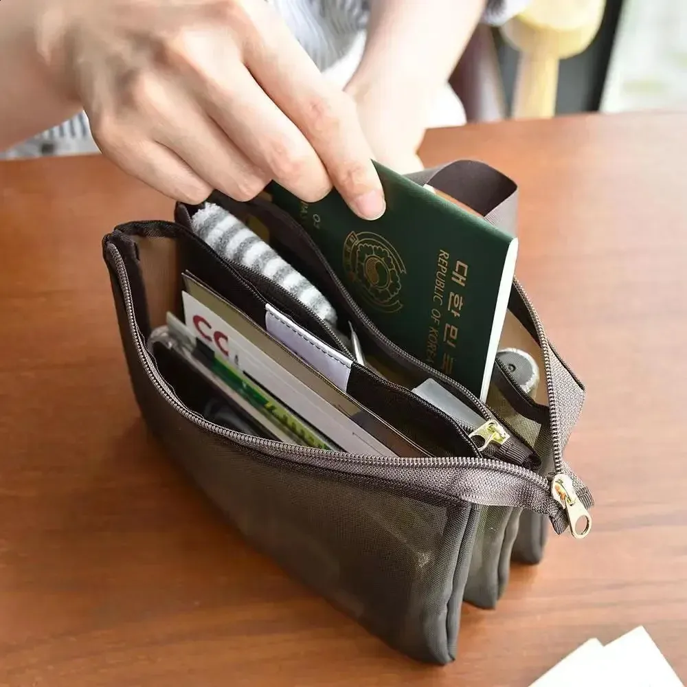 Stor kapacitet Kosmetisk hudvårdsprodukt Läppstift Necessär Makeup Organizer Case Mesh 3 lager Resetvättförvaring_voghion.com