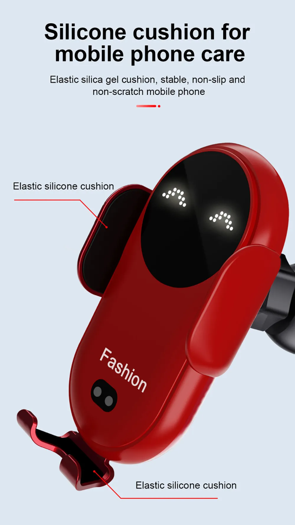 S11 10W Qi Wireless Charging Stand Charger Auto Infrared Sensor LED Mobile Phone Holder In Car Mount Air Vent_voghion.com