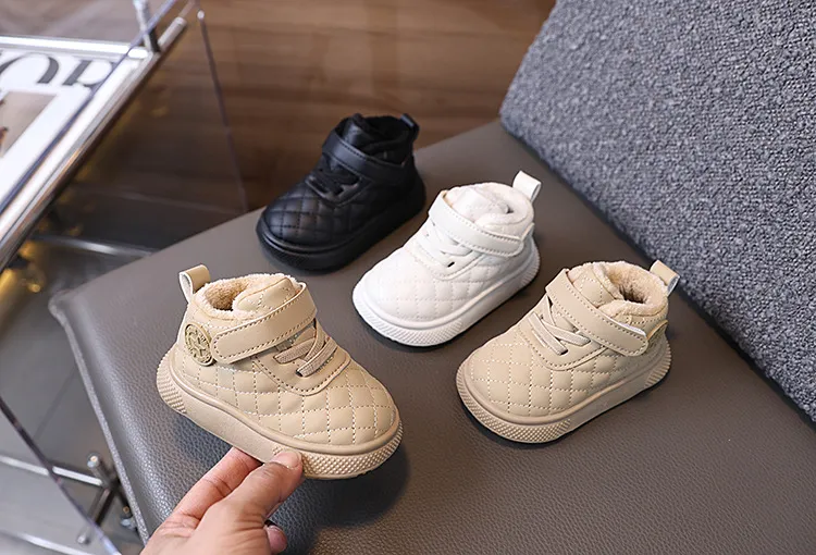 Littlesprouts Baumwollstiefel für Kinder, warm, für den Winter, neue Plüschstiefel für Jungen und Mädchen, verdickte weiche Sohle, rutschfeste Kleinkinderschuhe, Größe 16–26_voghion.com