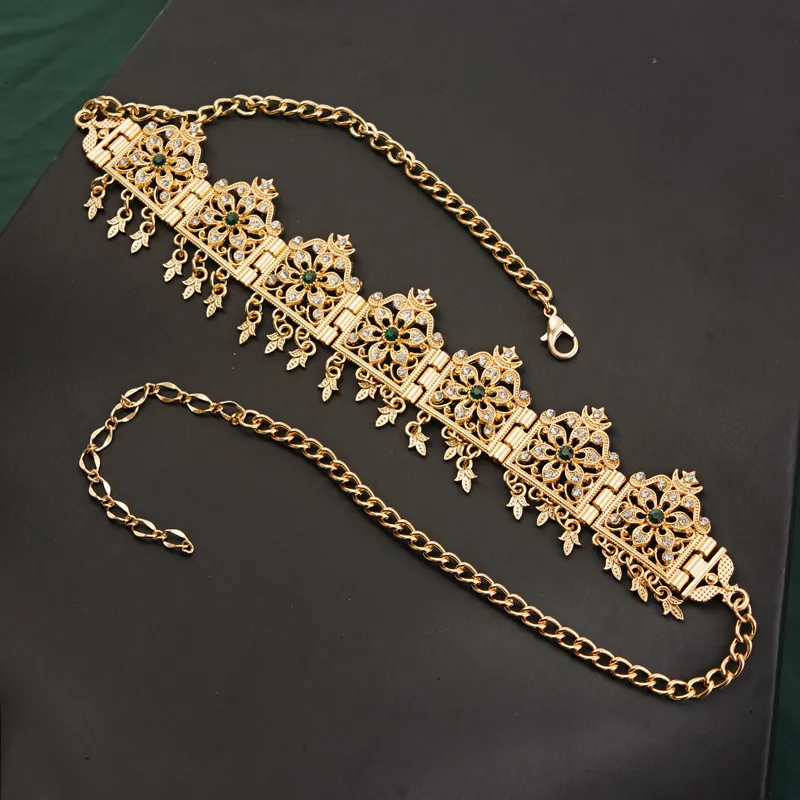 Algerien Hochzeit Schmuck Haar Gold Farbe Kristall Quaste Stirnband Stirn Kette Krone Frauen Geschenke Tiara Bands_voghion.com