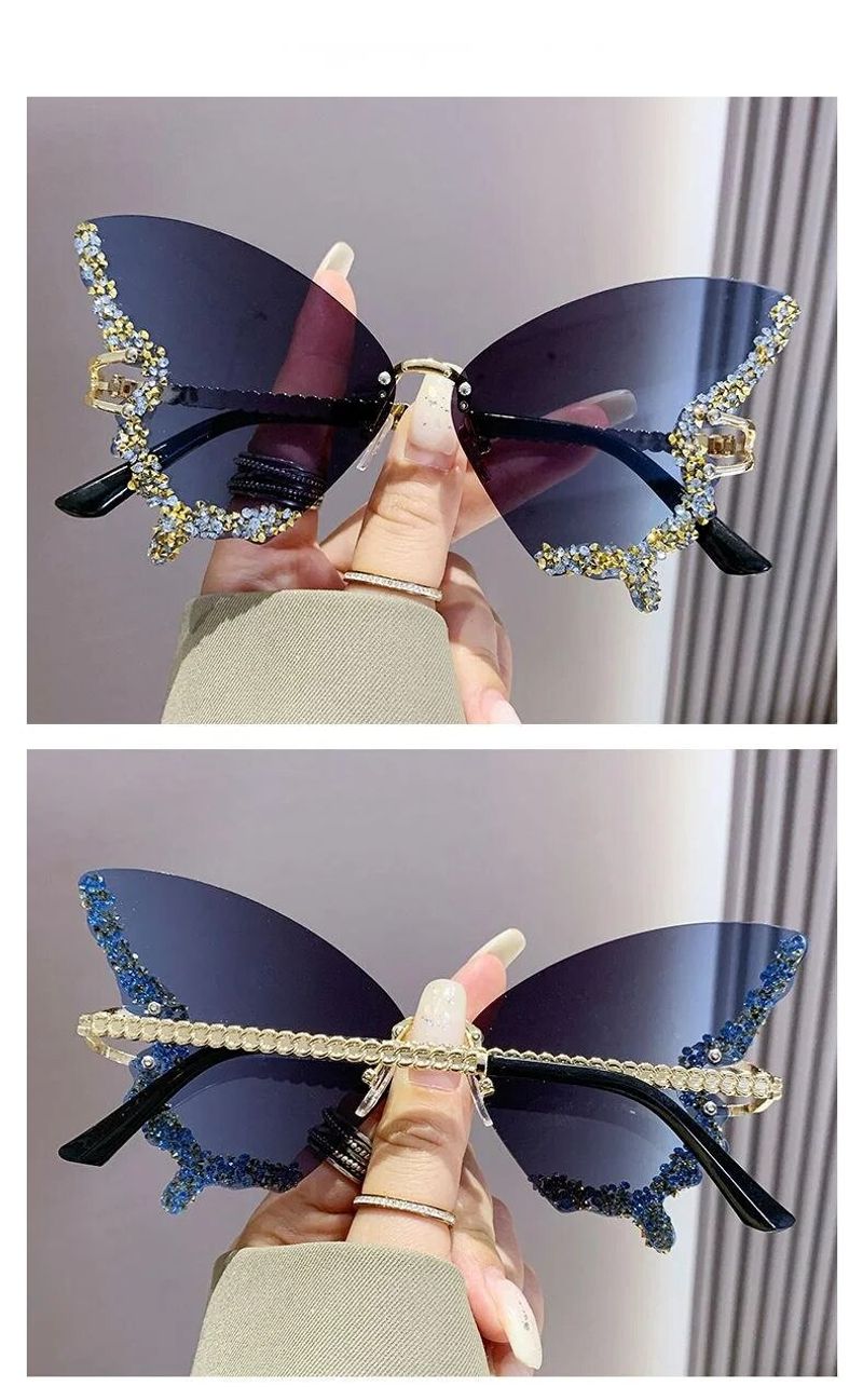 2024 Internet celebrity frame with diamond inlaid butterfly glasses for women's high-end sunglasses, UV resistant_voghion.com