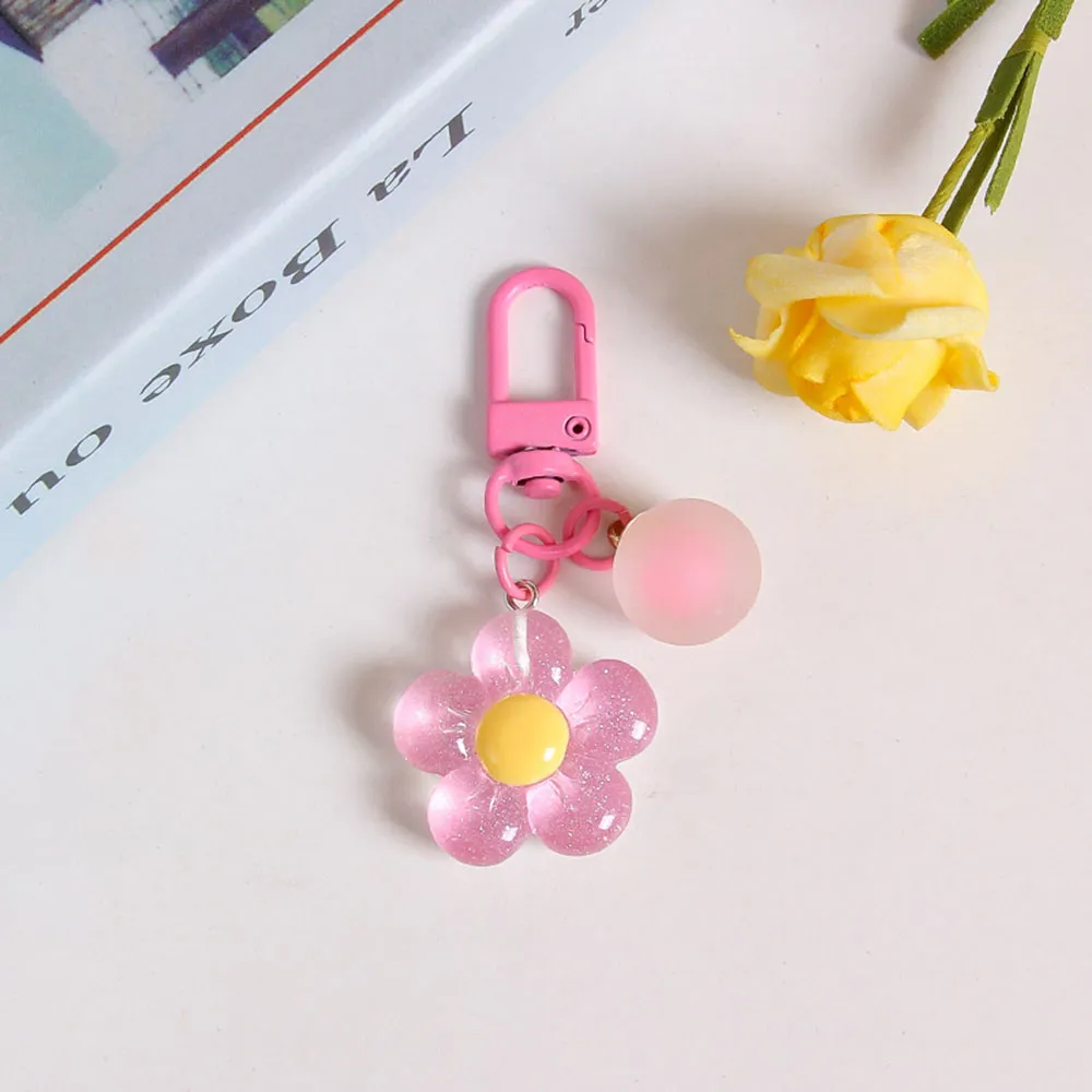 6Pcs Bunte Harz Blume INS Schlüsselanhänger Koreanischen Stil Niedliche Tasche Schlüsselanhänger Großhandel Auto Schlüssel Zubehör_voghion.com