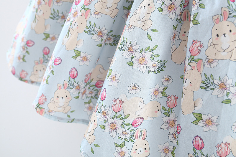 Autumn Baby Girl Dress Rabbit Print Long Sleeved Dress With Rabbit Ears Chinese Qipao Style Children's Clothing_voghion.com