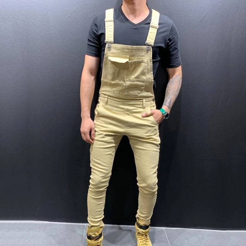 Jeans Denim Latzhose Latzhose Overalls Herren Jumpsuits Cargo Arbeitshose Übergröße Herren Casual Moto Biker Hose_voghion.com