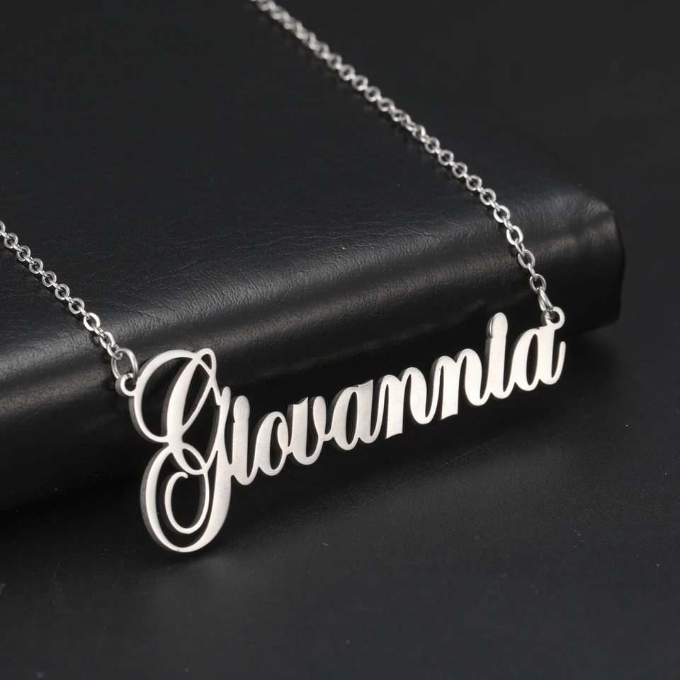 Custom Name Necklace Personalized Gold Choker Stainless Steel_voghion.com
