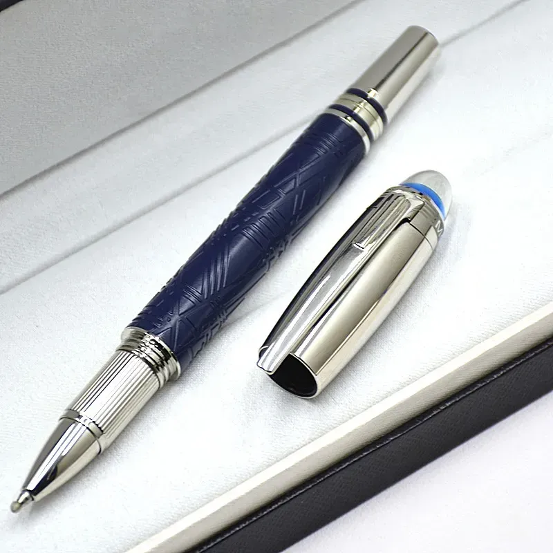 wholesale Wholesale Wholesale Luxury Monte Starwalk Blue Crystal Top Rollerball Pen Ballpoint Pen Metal Relief Barrel Office Writing Fountain Pens_voghion.com