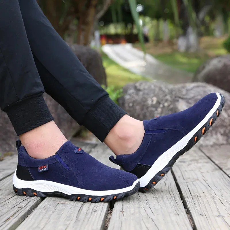 Baskets décontractées pour hommes, chaussures de marche en plein air, mocassins d'automne à enfiler en cuir suédé, grande taille 48 49 50_voghion.com
