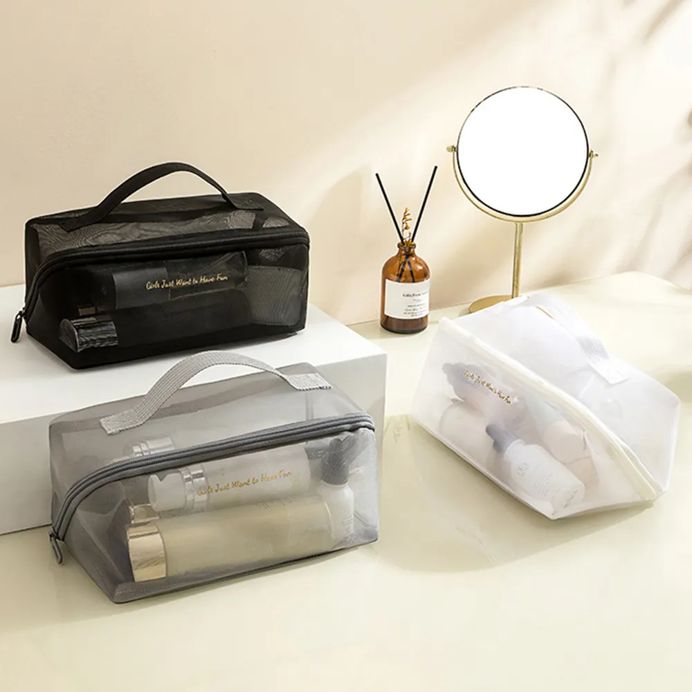 Zipper Transparent Mes Makeup Large Capacity Make Up Toiletry Was Bags Women Travel Portable Cosmetic Bag Storage_voghion.com