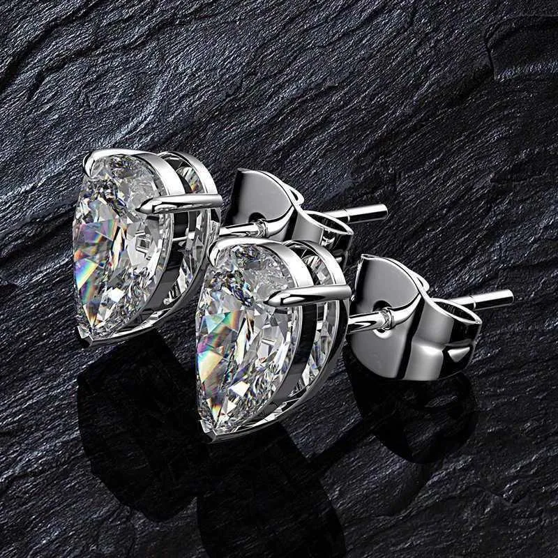 Σκουλαρίκια OEVAS Classic 100% Sterling Sier Pear Created Moissanite Gemstone Studs από λευκόχρυσο, κοσμήματα χονδρικής G0923_voghion.com