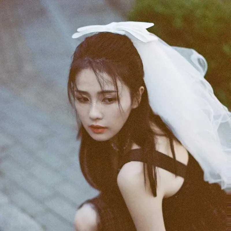 Hair Jewelry Short Small Head Veil Bow Fluffy Yarn Bride Wedding hair accessories_voghion.com