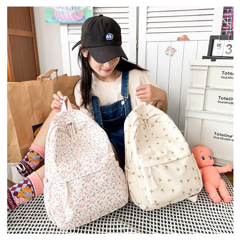 Schultasche weibliche kleine frische literarische Allgleiches Freizeit Blumenmädchen Student Rucksack_voghion.com