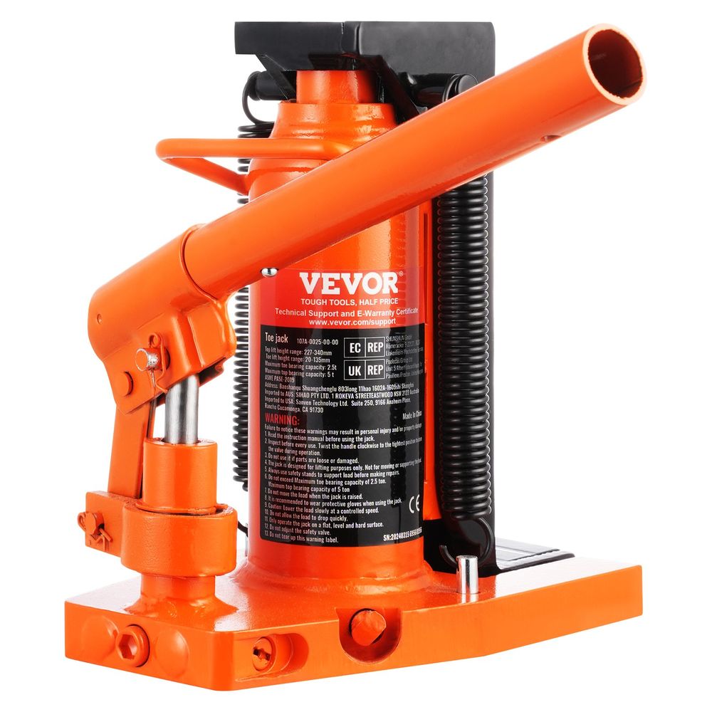 VEVOR Hydraulic Toe Jack, 2.5 Ton On Toe Toe Jack Lift, 5 Ton On Top Lift Capacity Machine Jack, 0.8-5.3 In Toe Height, 8.9-13.4 In Top Height, Air_voghion.com