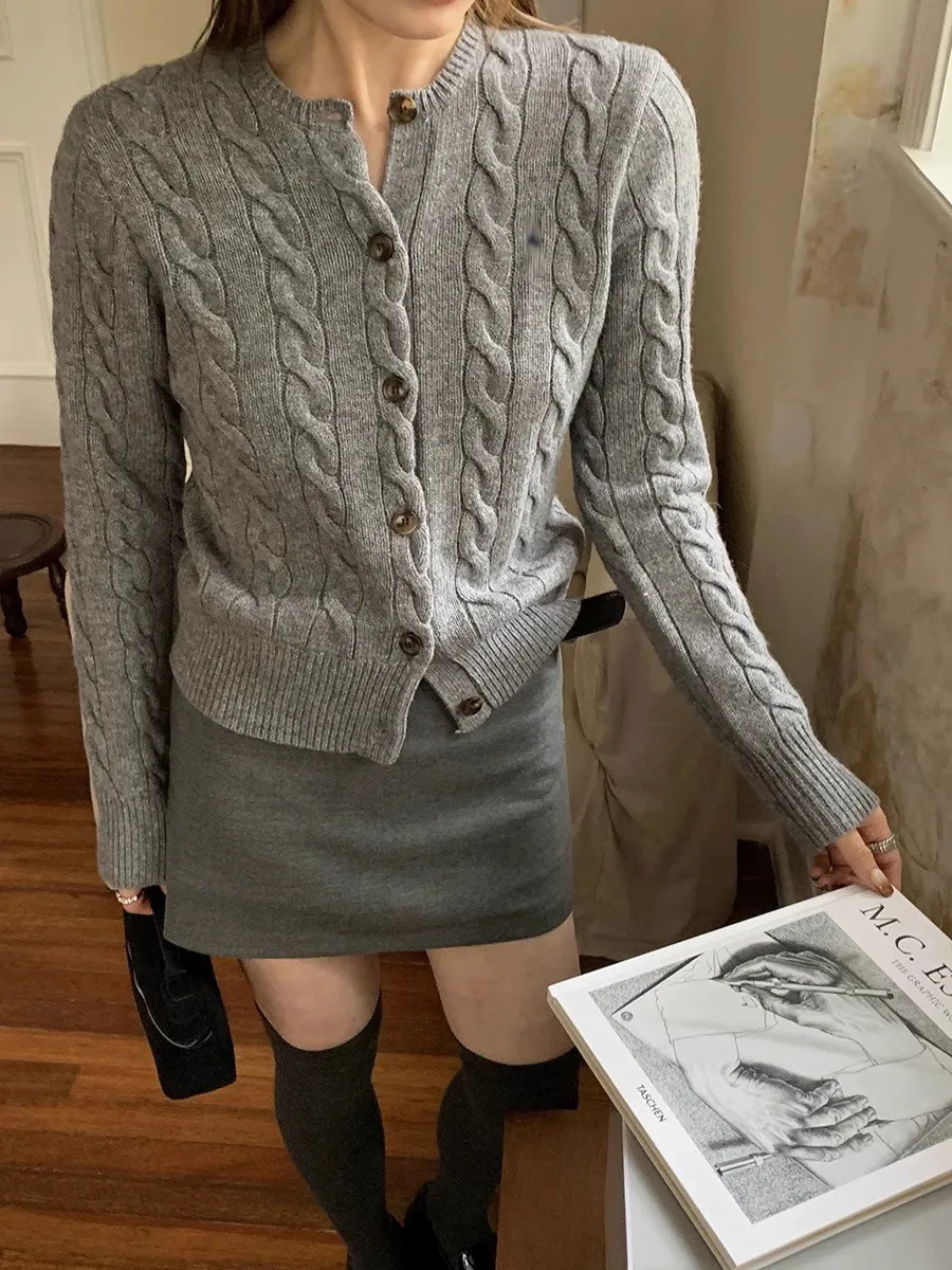 Pulls de créateur pour femmes Pony automne et hiver Cardigan brodé en coton Pull tricoté à la mode Top Pâte frite_voghion.com