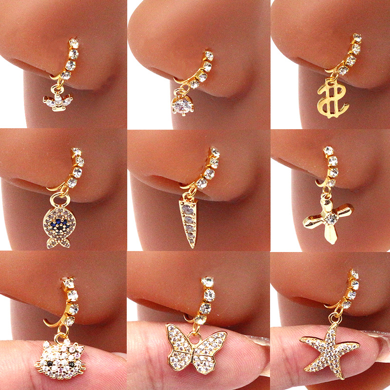 Head Nose Stud Butterfly Five Star USD Crown Nose Stud Nose Ornament Nose Ring Human Pierce Ornament