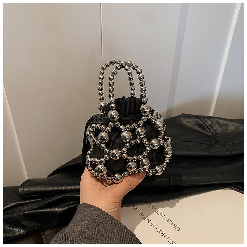 For Women Pearl Handbag Beaded Crossbody Fashion Light Mobile Phone Bucket Shoulder Bag_voghion.com