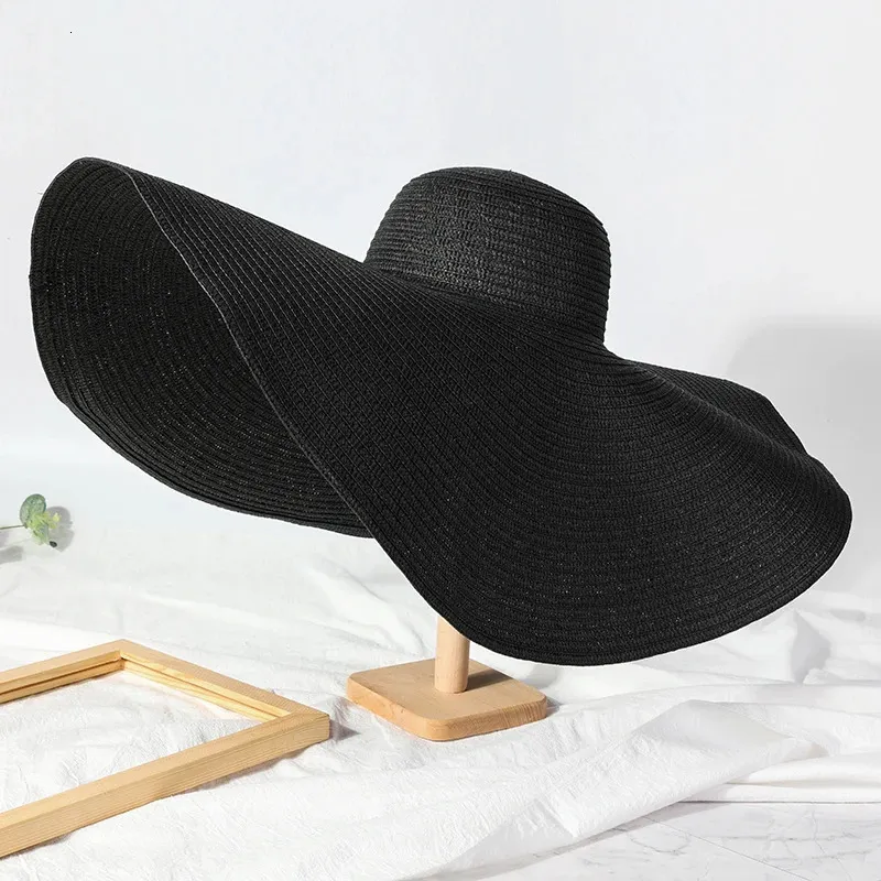Foldable Women Oversized Ppy Straw Hat 70cm Diameter Large Brim Summer Sun Hats Panama Travel Beach Wholesale 240619_voghion.com