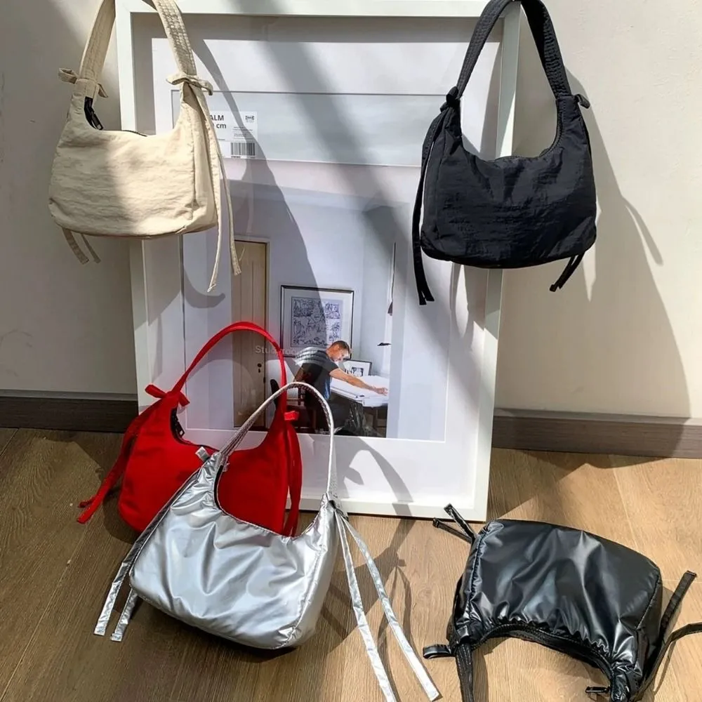 Borsa a tracolla in tessuto Oxford con fiocco in nylon, versatile, stile coreano, da portare sotto le ascelle, semplice, coordinata, per ragazze_voghion.com