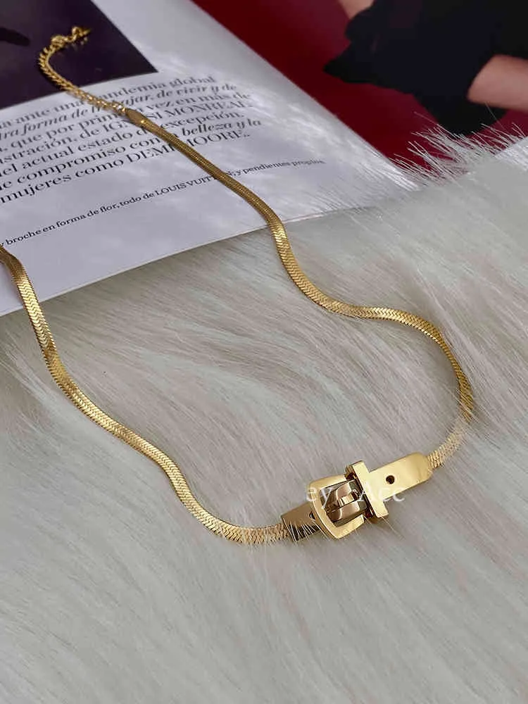 Classic Watch Buckle Shape Titanium Steel Choker Necklace for Woman Korean Fashion Jewelry Gothic Girl Sexy Clavicle_voghion.com