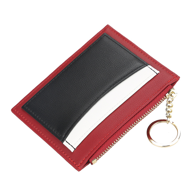 Baellerry – porte-cartes pour femmes, version coréenne, épissage en PU, fente multi-cartes, fermeture éclair, porte-cartes, porte-monnaie compact à la mode_voghion.com