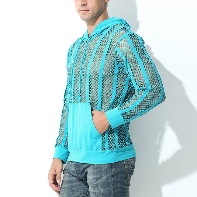 men's clothing plus size men's black mesh print long sleeve t-shirt men's slightly transparent versatile stretch bottom shirt men_voghion.com