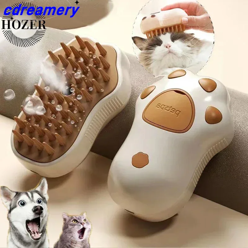 3-in-1-Haustierbürste, Katzendampfbürste, Kamm, Hundebürste, elektrische Spray-Katzenhaarbürsten, Massage, Tierpflege, Haarentfernungskämme_voghion.com