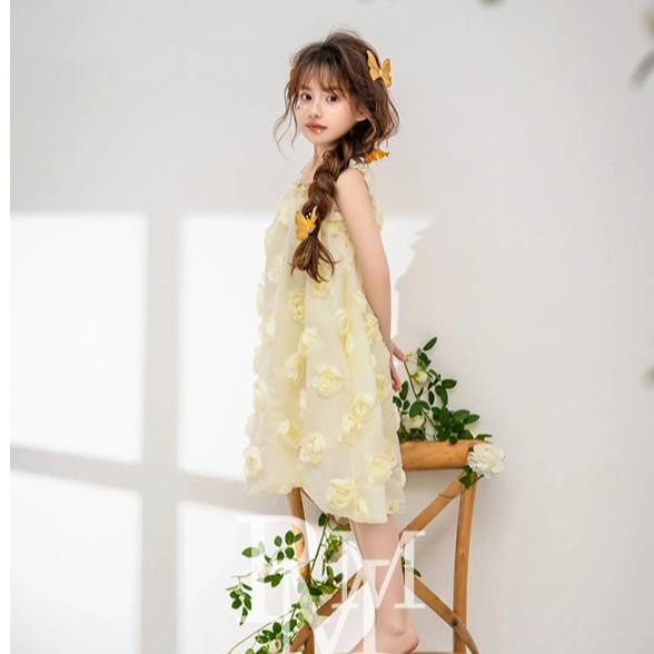Vestido elegante sem alças para meninas – Vestido floral de princesa para ensaios fotográficos e ocasiões especiais._voghion.com