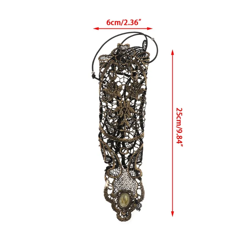 Fashion-Golden Women Hollow Out Fingerless Lady Long Lace Gloves_voghion.com