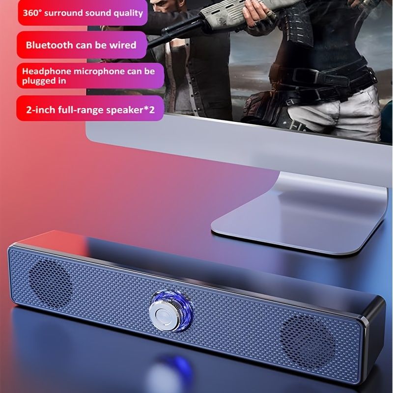 3D Surround Sound BT 5.0 Speakers Wired Computer Speakers Stereo Subwoofer Suitable For Laptop Computer Theater TV Auxiliary Sound Amplification_voghion.com