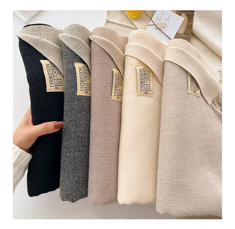 Sciarpa da donna in cashmere, 100% lana, calda e morbida, tinta unita, invernale, collo scialle 241007_voghion.com