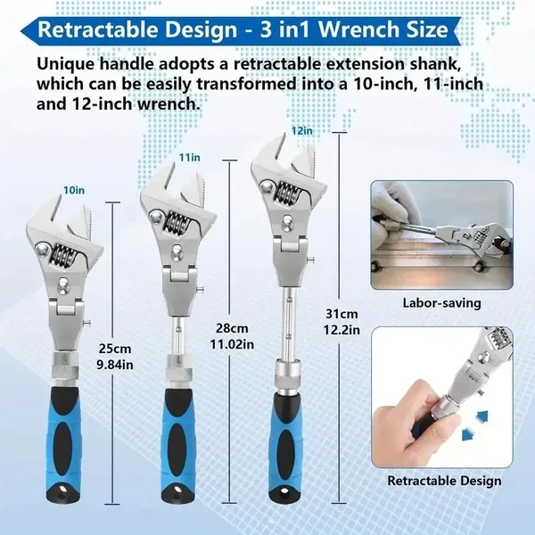 Adjustable Ratchet Wrench 5-in-1 Foldable Head Dual Torque Tool_voghion.com