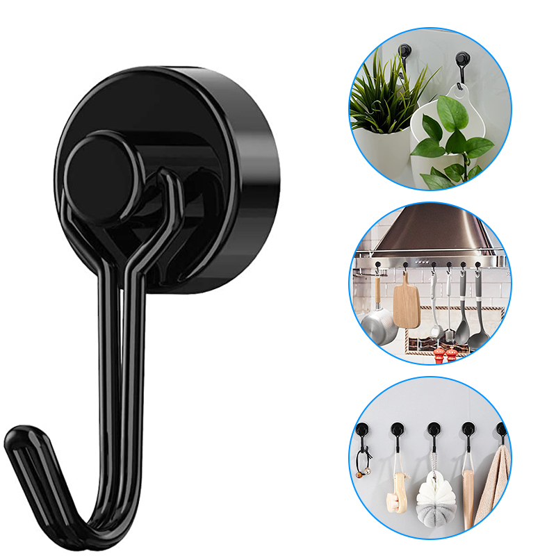 4/8/10 Stück Hochleistungs-Magnethaken Starker Neodym-Magnethaken Schwarz Silber Schwenkhaken Küchenkühlschrank Hängewerkzeuge_voghion.com