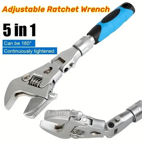 Adjustable Ratchet Wrench With Foldable Head And Dual Torque_voghion.com