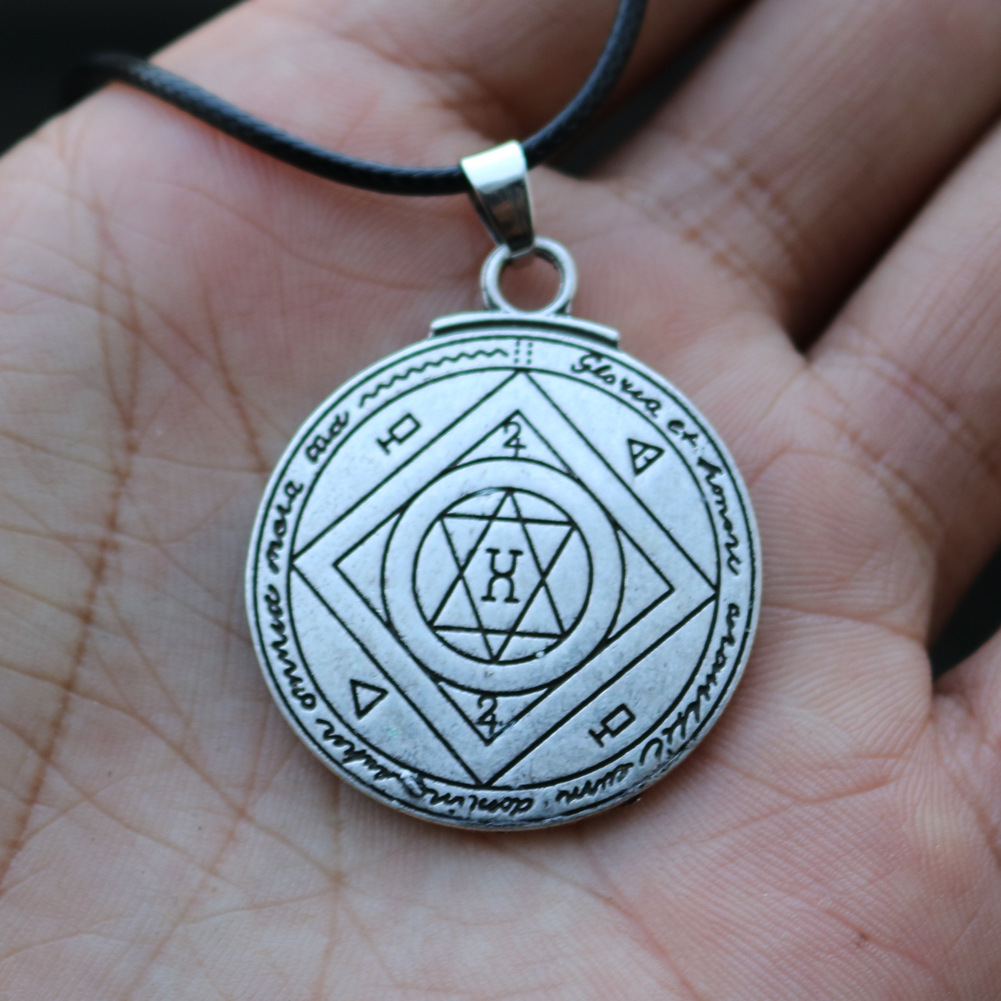Viking amulet necklace Solomon pentagram sealed pendant pagan witchcraft jewelry_voghion.com
