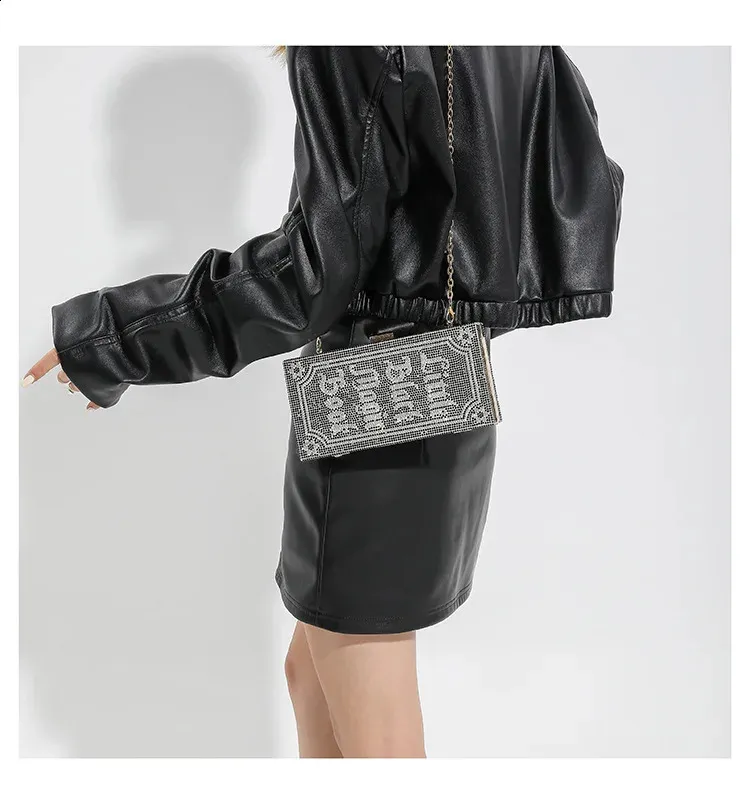 Geantă de mână Dia pentru cină, petrecere, nuntă, clip, seară, lanțuri, geantă de umăr crossbody cu paiete, Clutch 240830_voghion.com