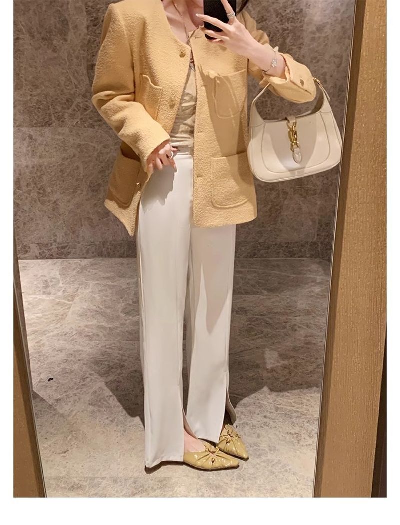 Grape Mom's Same Style Spring New Triangle Buckle Hollow Pointed Pleated Baotou Muller Half Slippers Women's Genuine_voghion.com