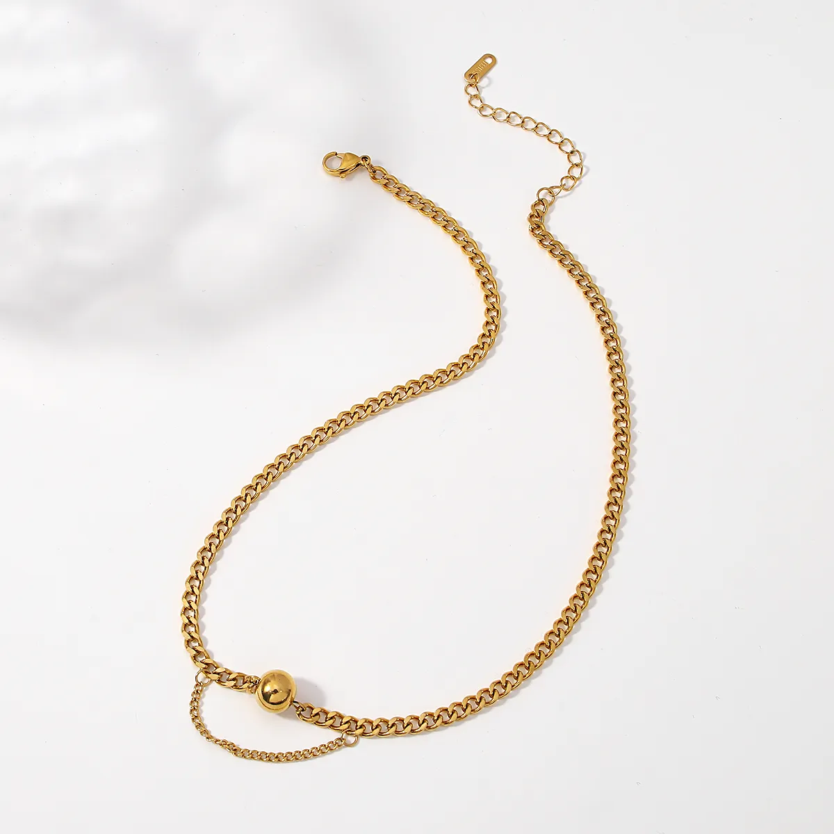 Collier ras du cou minimaliste en acier inoxydable avec pendentif boule pour femme_voghion.com