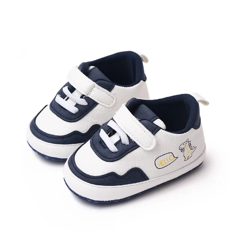 Baskets de sport pour nouveau-nés garçons et filles, imprimé lettres de dessin animé, premiers pas pour bébés, pieds mignons, antidérapants, pré-marcheurs_voghion.com