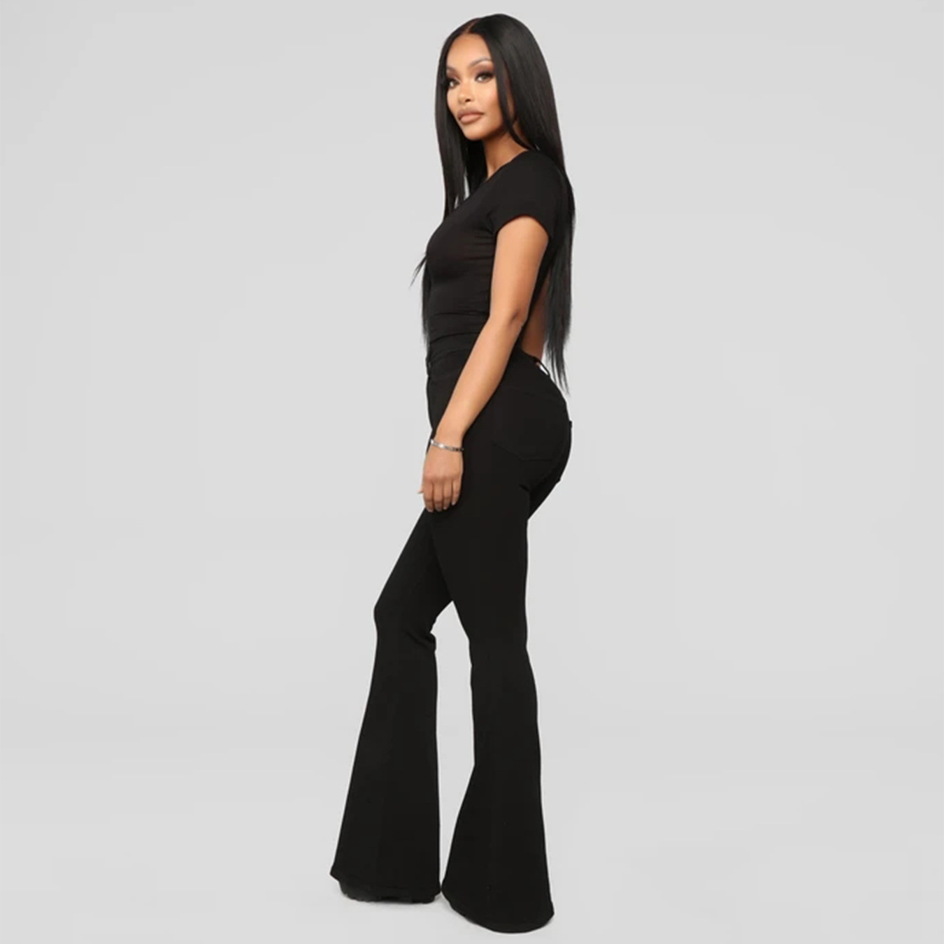Roupas femininas clássicas cintura alta slim fit jeans calças ferradura_voghion.com