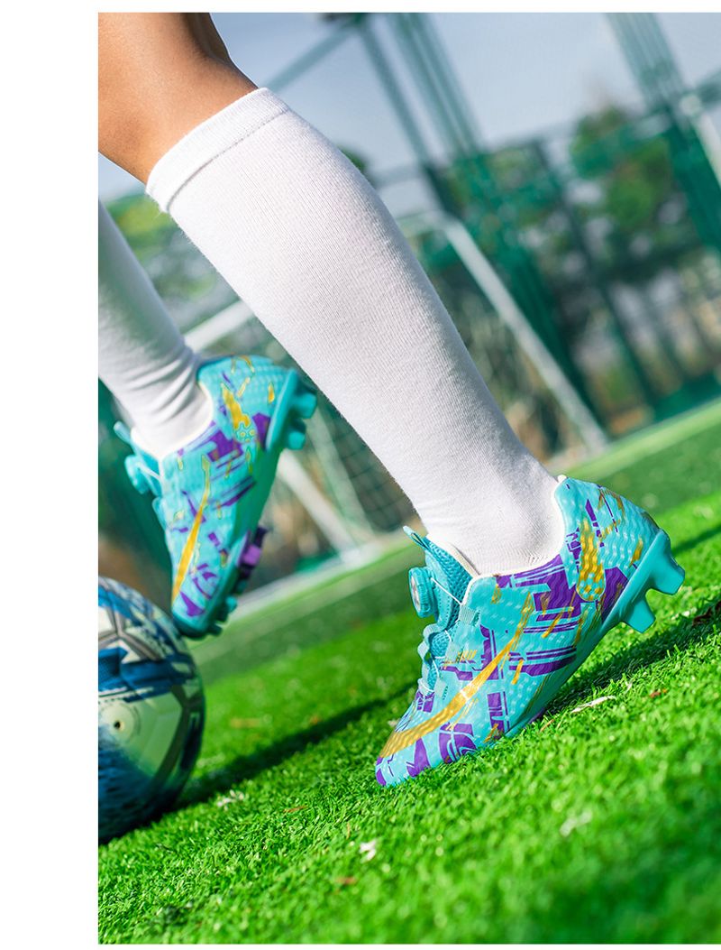 2024 Neue Fußballschuhe Mädchen Jungen TF-Shattered Nails für Kinder in Rosa mit Klettverschluss und Drehknopf_voghion.com