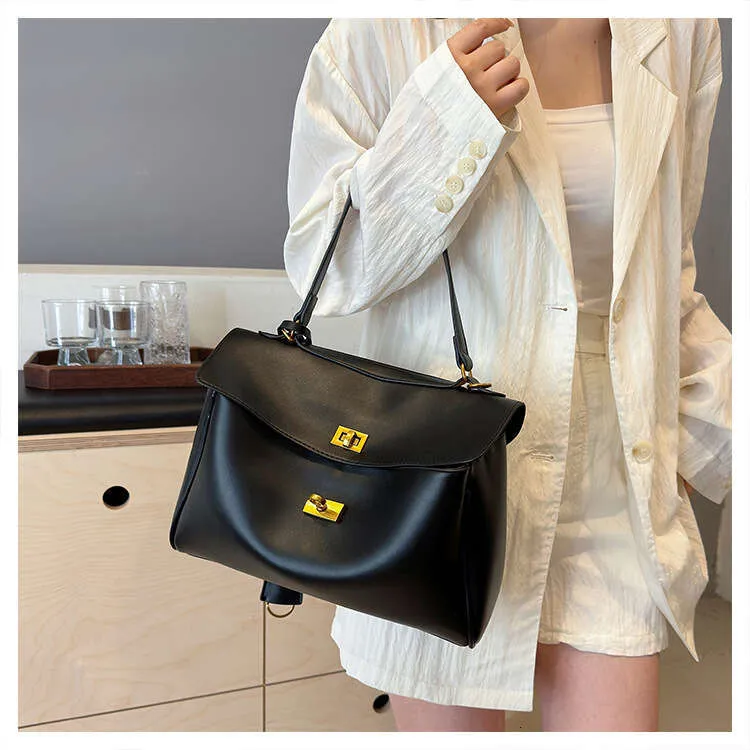Enkel håndtaske til kvinder i PU-læder med stort håndtag og crossbody-taske til daglig indkøbspose til damer_voghion.com
